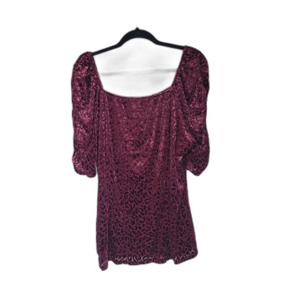 Siren Lily Burgundy Leopard Animal Print Top - Picture 2 of 4